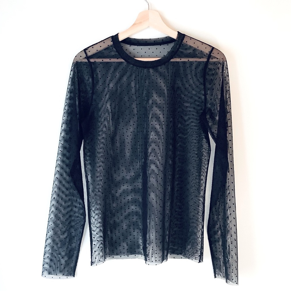 Aritzia Polkadot Wilfred Free Mesh Blouse, size L